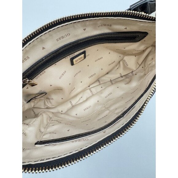 GUESS Davika crinkle faux-leather Sherpa trim hobo shoulder bag - Black - Picture 15 of 15